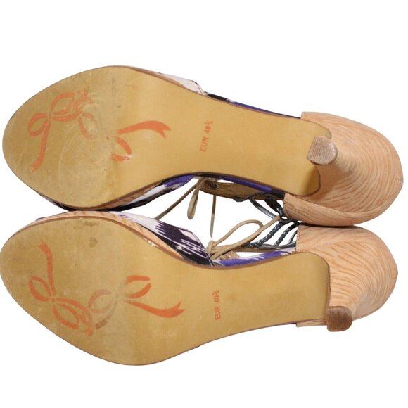 Poetic Licence Womens 10M Purple Black Stiletto Open Toe Ankle Strap High Heels - Picture 12 of 12